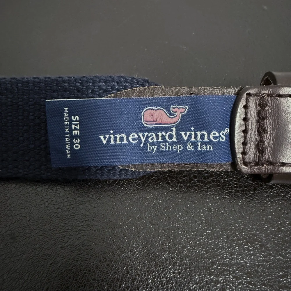Vineyard Vines Pink Blue Whales Canvas Club Silk Leather Brass Belt Boys 30